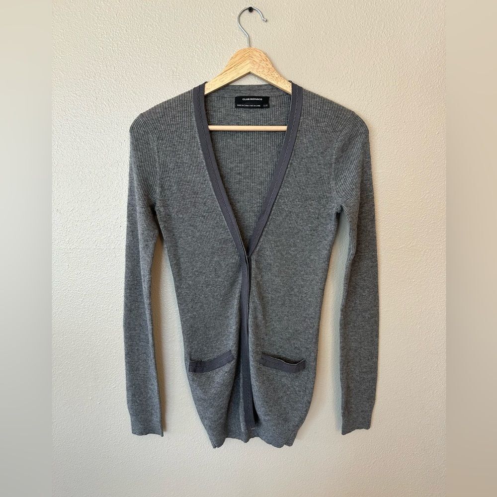 Club Monaco Wool Silk Cashmere Blend Ribbed Cardigan Sweater Size S